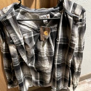 Tags still on, Carhart flannel with hood